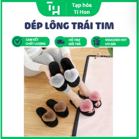 Dép lông trái tim (Màu ngẫu nhiên) (TH371)