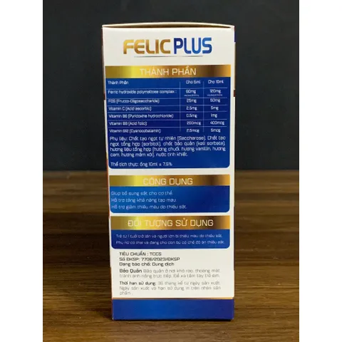 (Chính hãng) Siro Bổ Sung Sắt Hữu Cơ [TPBVSK Felic Plus Siro] - H/20 ốngx10ml 739705