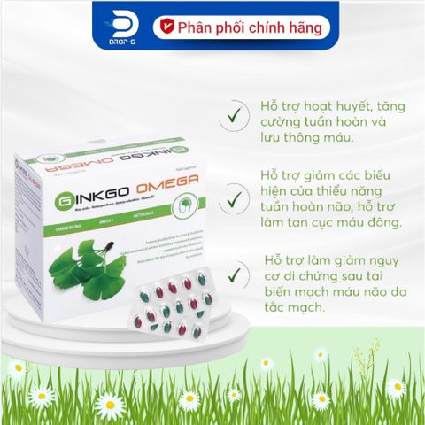 (Chính hãng) Viên uống hỗ trợ hoạt huyết, tuần hoàn máu não [TPBVSK GINKGO OMEGA]-H/100viên 739708