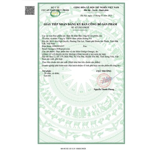 (Chính hãng) Viên uống hỗ trợ hoạt huyết, tuần hoàn máu não [TPBVSK GINKGO OMEGA]-H/100viên 739708