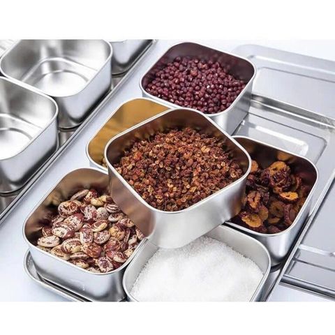 Bộ khay gia vị, đựng topping trà sữa loại 4 - 6 ngăn có nắp đậy (TH383)