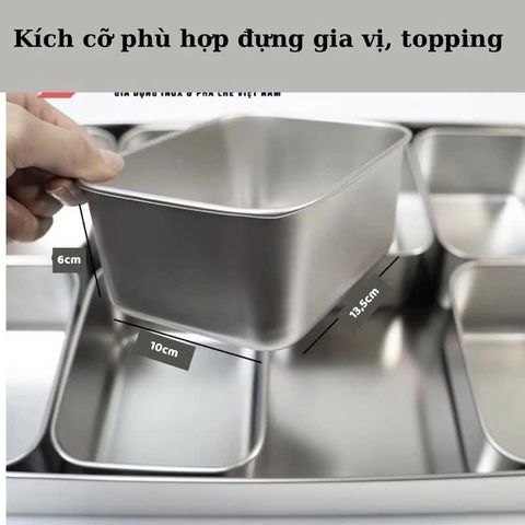 Bộ khay gia vị, đựng topping trà sữa loại 4 - 6 ngăn có nắp đậy (TH383)