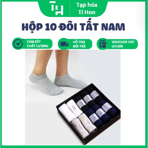 Hộp 10 đôi tất nam chống hôi chân xuất Nhật (TH388)