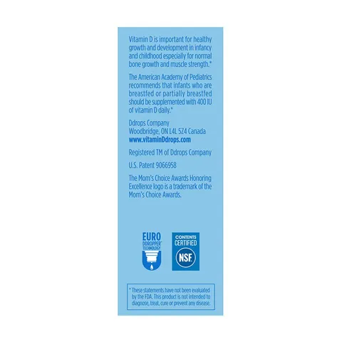 Giọt Vitamin D3 Baby D Drops cho trẻ sơ sinh 90 giọt của Mỹ - Hỗ trợ phát triển trí não giúp xương chắc khỏe
