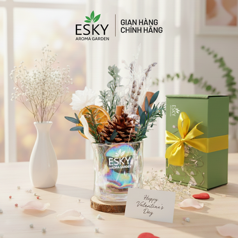 Set Tinh Dầu Khuếch Tán ESKY Aroma Garden - Quà Tặng Valentine Sang Trọng & Thiên Nhiên - Trang Trí Tết & Decor Không Gian