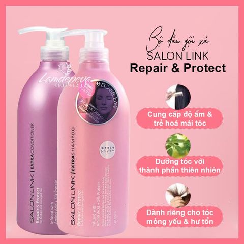 Bộ Dầu Gội Xả Salon Link Extra 1000ml, Phục Hồi Tóc Hư Tổn Sau 7 ngày