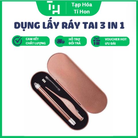 Dụng lấy ráy tai kèm kẹp có đèn cao cấp 3 in 1 (TH417)