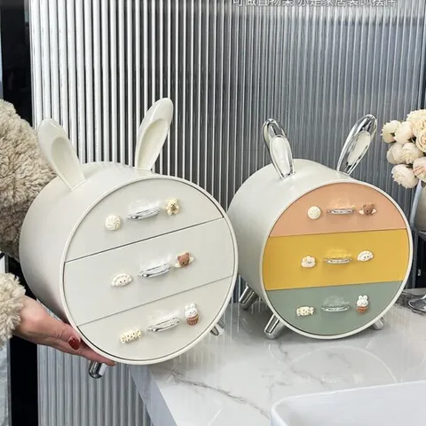 Kệ Tai Thỏ Siêu Cute 3 Tầng Đựng Mỹ Phẩm (Màu ngẫu nhiên) (TH419)