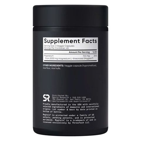 Viên uống bổ sung Magie Sports Research Magtein Magnesium L-Threonate 2000mg 135 viên chính hãng Mỹ 744473