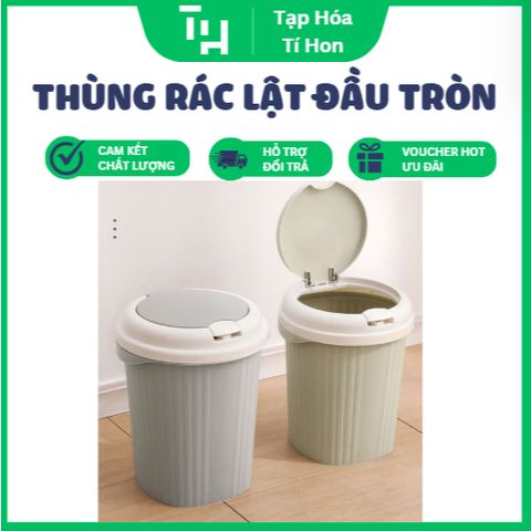 Thùng rác lật đầu tròn lúa mạch (Màu ngẫu nhiên) (TH437)