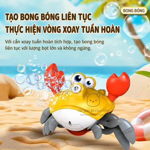 Máy thổi bong bóng tự động hình cua ngộ nghĩnh phát nhạc vui nhộn kích thích giác quan cho bé phát triển