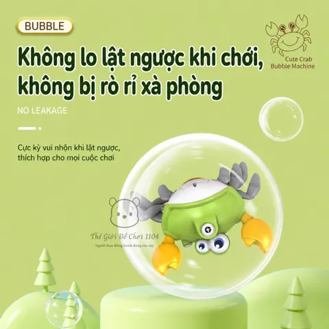 Máy thổi bong bóng tự động hình cua ngộ nghĩnh phát nhạc vui nhộn kích thích giác quan cho bé phát triển