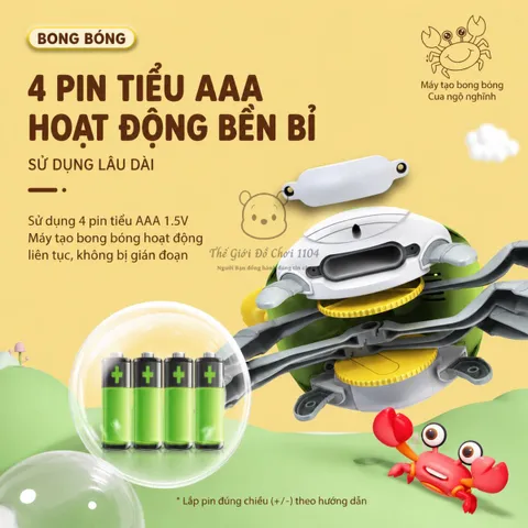 Máy thổi bong bóng tự động hình cua ngộ nghĩnh phát nhạc vui nhộn kích thích giác quan cho bé phát triển