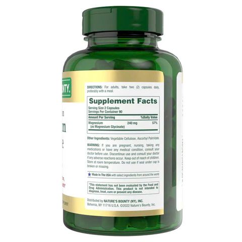 Viên uống bổ sung Magie Nature’s Bounty Magnesium Glycinate 240mg 180 viên của Mỹ 745794