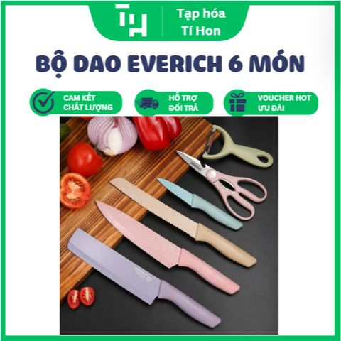 Bộ dao Everich kháng khuẩn 6 món – chất liệu lúa mạch (TH464)