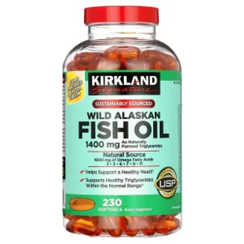 Viên dầu cá Kirkland wild alaskan fish oil 1400mg 230 viên Mỹ 745943