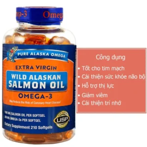 Viên dầu cá hồi Pure Alaska Omega Wild Salmon Oil 1,000mg 210 viên
