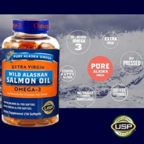 Viên dầu cá hồi Pure Alaska Omega Wild Salmon Oil 1,000mg 210 viên