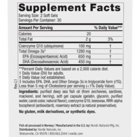 Dầu cá Omega-3 Nordic Naturals Ultimate Omega CoQ10 60 viên