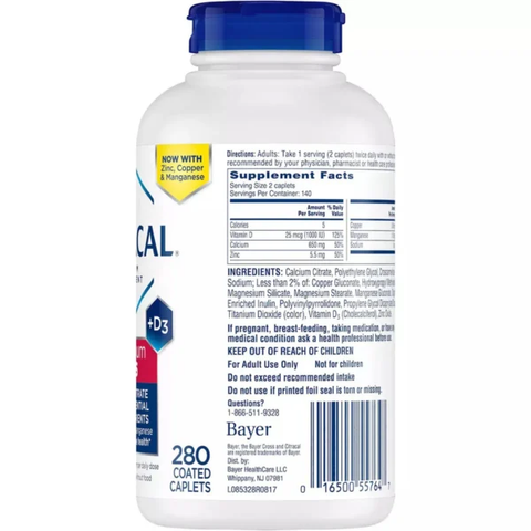 Viên Canxi Citracal Calcium Citrate D3 Maximum 280 viên Mỹ