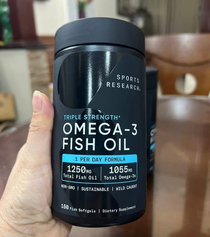 Dầu cá Sports Research Omega-3 Fish Oil Triple Strength 150 viên - Bổ sung Omega-3 cho sức khỏe tim mạch và não bộ
