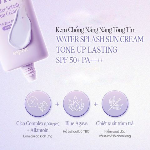 Kem Chống Nắng Espoir Water Splash Sun Cream Tone Up Lasting SPF50+ PA++++ Nâng Tone, Hiệu Chỉnh Sắc Da 50ml
