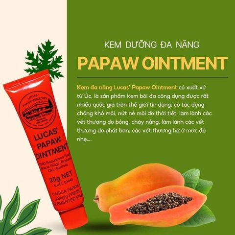 Kem đa năng đu đủ Lucas' Papaw Ointment bôi nẻ, hăm tã, bỏng da, dị ứng, loại bỏ mụn nhọt, da khô 25g