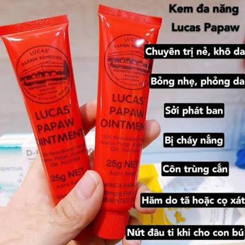 Kem đa năng đu đủ Lucas' Papaw Ointment bôi nẻ, hăm tã, bỏng da, dị ứng, loại bỏ mụn nhọt, da khô 25g
