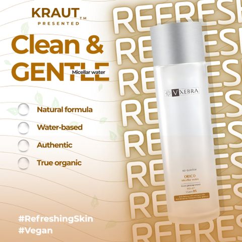 [Organic] Nước tẩy trang Vxebra sạch sâu, dịu nhẹ loại bỏ bụi, tế bào chết, không cồn paraben 180mL