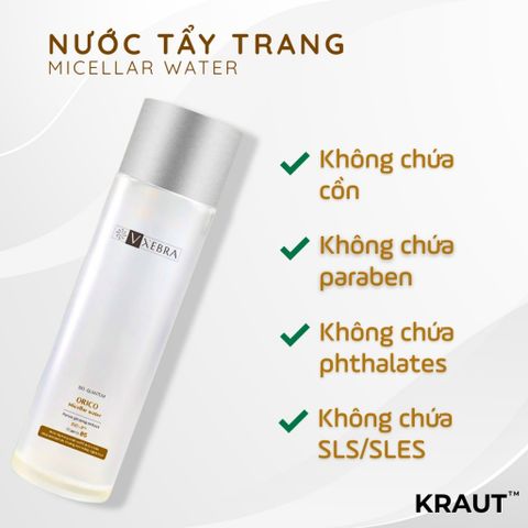 [Organic] Nước tẩy trang Vxebra sạch sâu, dịu nhẹ loại bỏ bụi, tế bào chết, không cồn paraben 180mL
