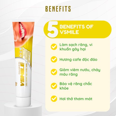 [Organic] Kem đánh răng hương cà phê Vsmile không chứa fluoride, thơm mát & giúp chắc khỏe 150g