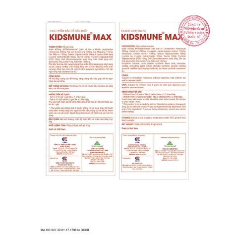 [Organic] Cốm Kidsmune Max - Tiêu hóa tốt, giúp trẻ ăn ngon, miễn dịch khỏe, phát triển tốt 20 gói