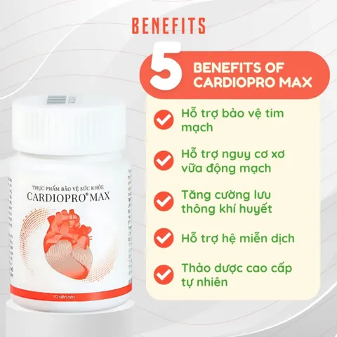[Organic] Cardiopro Max - Hỗ trợ tim mạch, tăng lưu thông khí huyết, giảm nguy cơ bệnh lý 30 viên