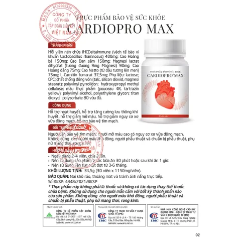 [Organic] Cardiopro Max - Hỗ trợ tim mạch, tăng lưu thông khí huyết, giảm nguy cơ bệnh lý 30 viên