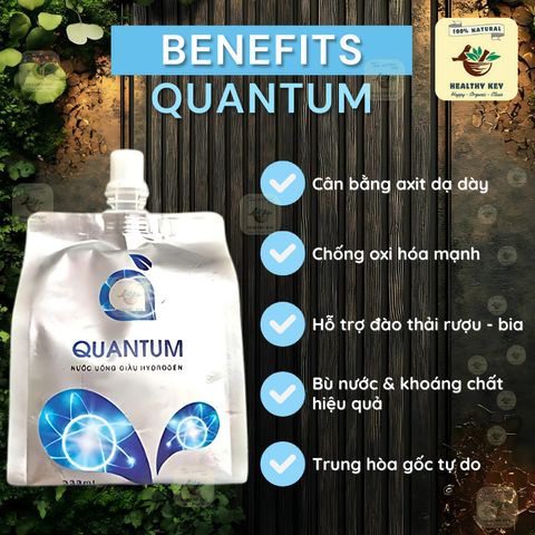 [Chính hãng] Nước khoáng giàu hydrogen Quantum trung hòa axit cơ thể, ngăn ngừa oxy hóa 2 bịch 350mL