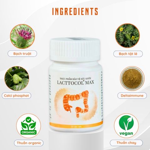 [Organic] Lacttocol Max – Viên uống hỗ trợ tiêu hóa, bảo vệ đại tràng, cân bằng đường ruột 30 viên