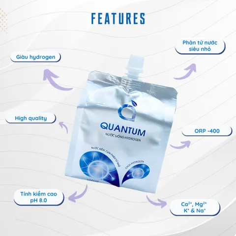 [Organic] (Siêu lời) Nước hydrogen Quantum trung hòa axit cơ thể, ngăn ngừa oxy hóa 10 bịch 350mL
