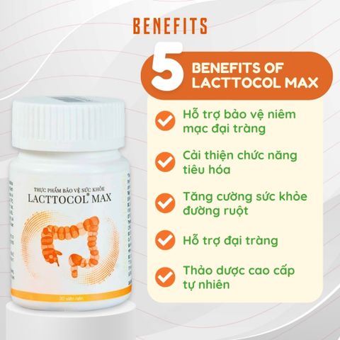[Organic] Lacttocol Max – Viên uống hỗ trợ tiêu hóa, bảo vệ đại tràng, cân bằng đường ruột 30 viên