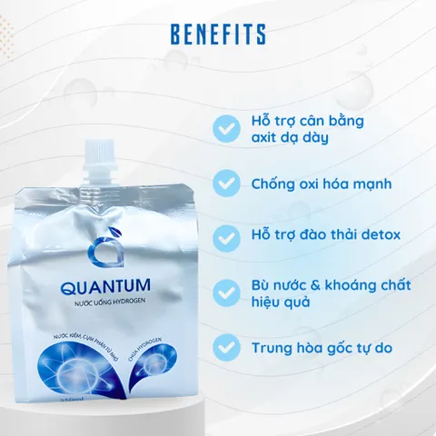 [Organic] (Siêu lời) Nước hydrogen Quantum trung hòa axit cơ thể, ngăn ngừa oxy hóa 10 bịch 350mL