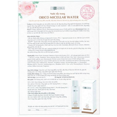 [Organic] Nước tẩy trang Vxebra - Làm sạch bụi mịn, giúp da tự nhiên, không gây khô da 180mL