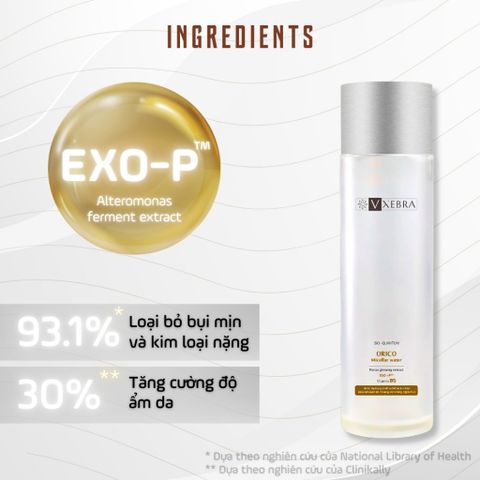 [Organic] Nước tẩy trang Vxebra - Làm sạch bụi mịn, giúp da tự nhiên, không gây khô da 180mL
