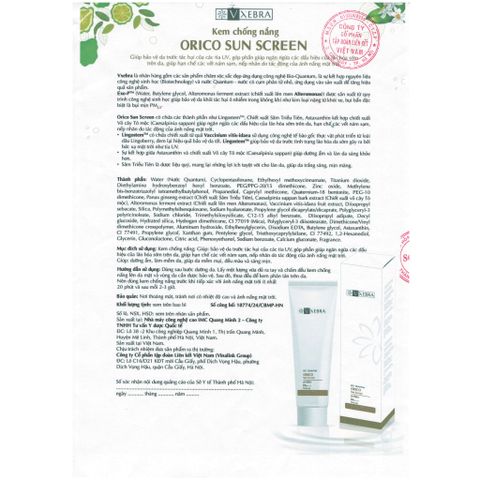 [Organic] Kem chống nắng Vxebra - SPF 50+ PA++++ bảo vệ da hiệu quả, nhẹ nhàng không nặng mặt 50mL