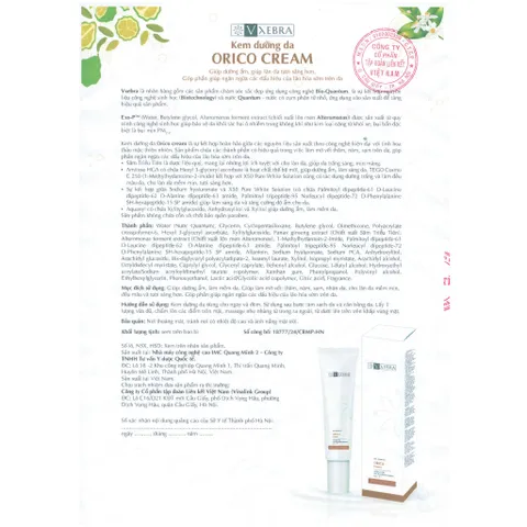 [Organic] Kem Dưỡng Da Vxebra – Thẩm thấu nhanh, cải thiện đàn hồi da & ngừa lão hóa sớm 50g