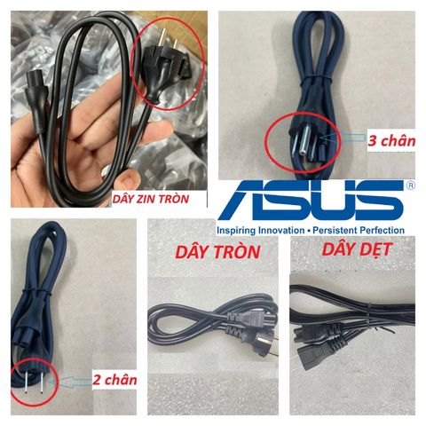 Dây Nguồn Sạc Laptop Asus - Dây 2 Chân Cắm Chất Lượng Cao, Tương Thích 100% với Máy Tính Mới 100%