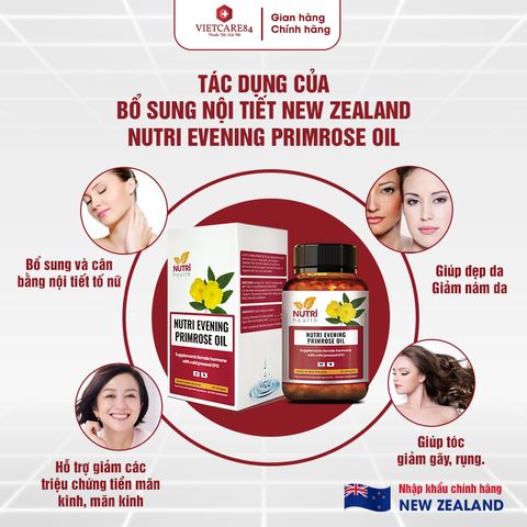 Viên Uống Bổ Sung Nội Tiết Nutri Evening Primrose Oil 60 Viên - Hỗ Trợ Cân Bằng Nội Tiết Tố Phụ Nữ, Dầu Hoa Anh Thảo Nhập Khẩu New Zealand