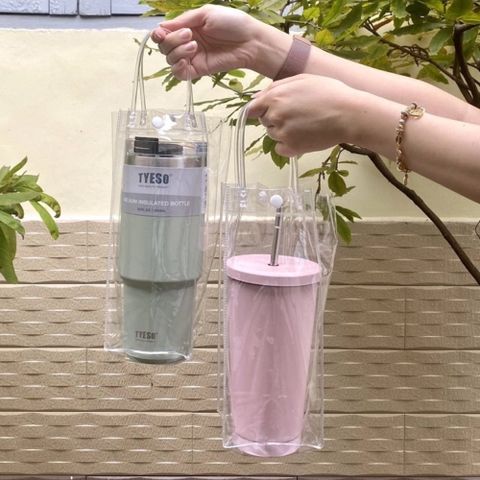 Túi nhựa đựng ly giữ nhiệt trong suốt có quai xách (TH503)