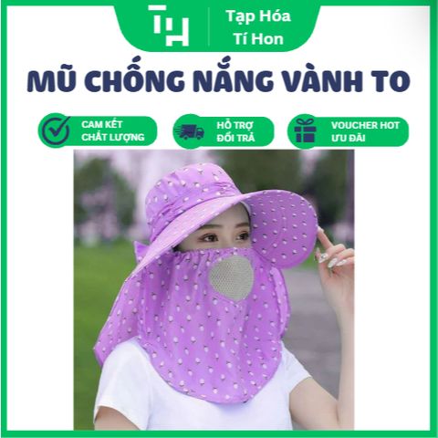 Mũ chống nắng vành to kèm khẩu trang chống tia UV (Màu ngẫu nhiên) (TH506)