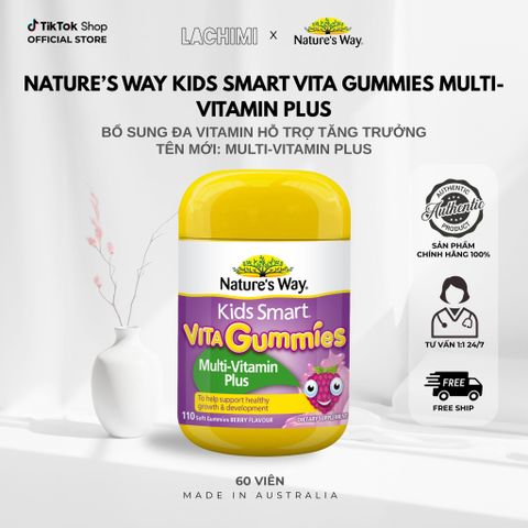 Nature’s Way Kids Smart Vita Gummies Multi-vitamin + Vegies Kẹo Dẻo Vitamin Rau Củ Cho Bé 60 Viên