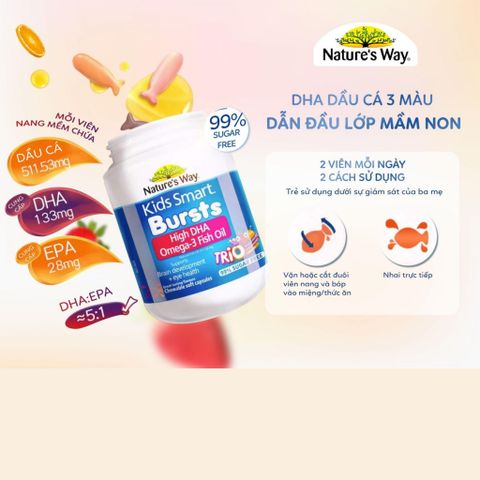 Nature's Way Kids Smart Bursts High DHA Omega-3 Fish Oil 60 Viên