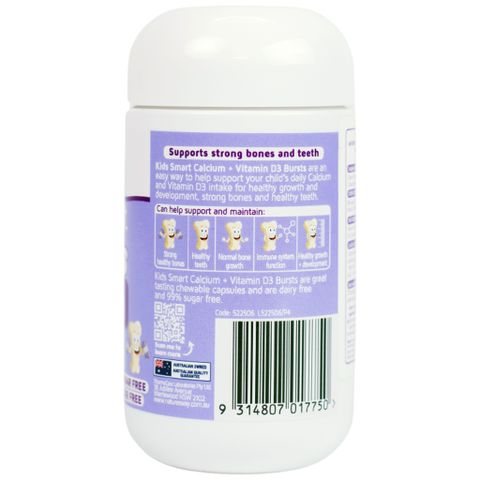 Nature's Way Kids Smart Calcium + Vitamin D3 Bursts Canxi & Vitamin D3 Cho Bé 50 Viên